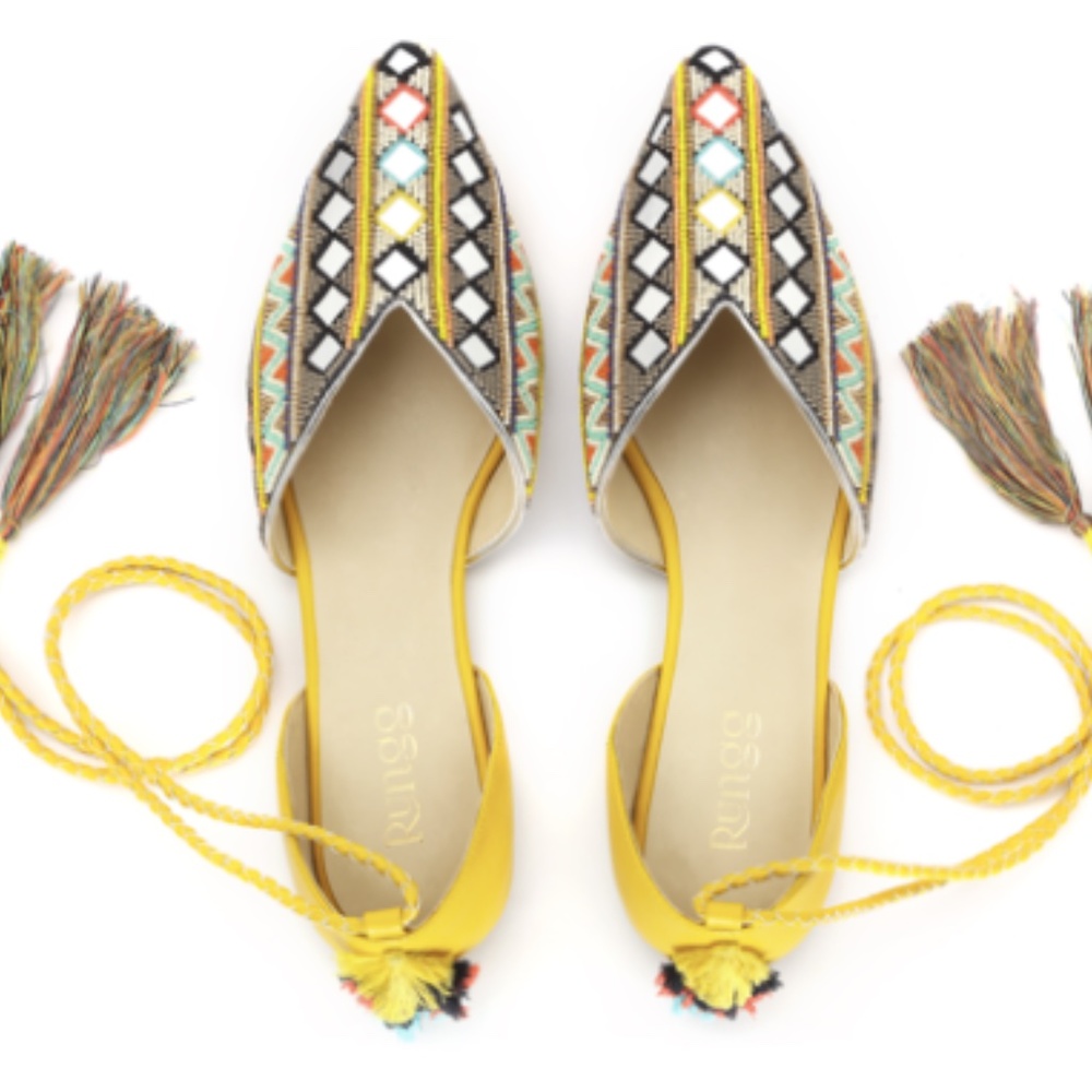 Yellow Flats with Beading